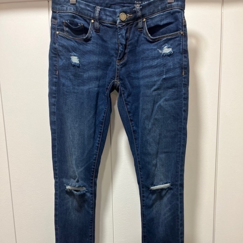 Blank NYC Distressed Skinny Jeans Womens Size 25 Medium Wash Blue Denim